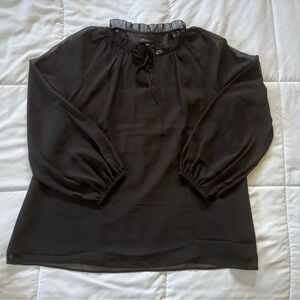 NWT Talbots Black Ruffled Blouse
